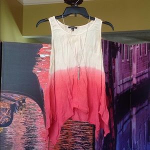 Preppy pink & beige ombré tank tank